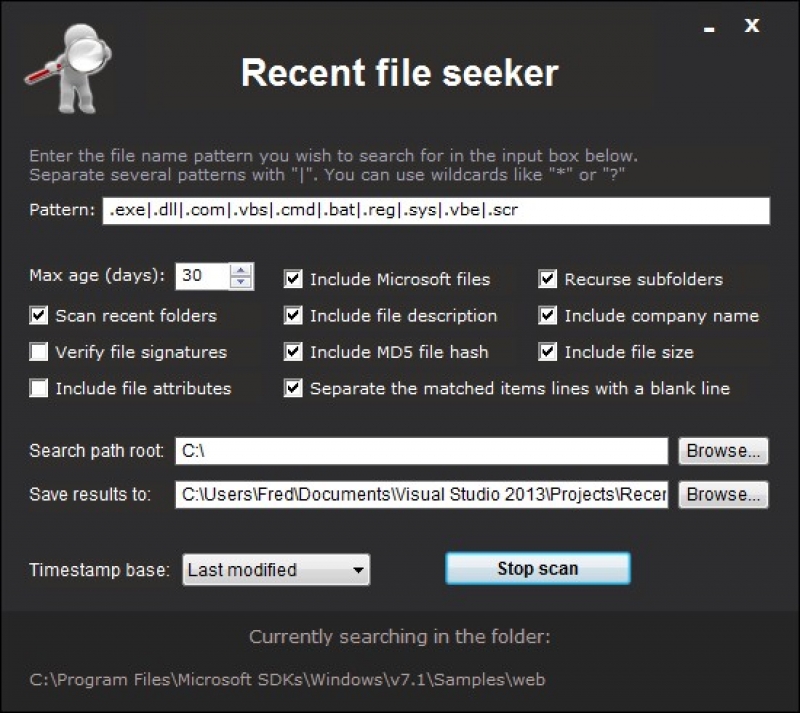 Recent file seeker 2.0.0.0
