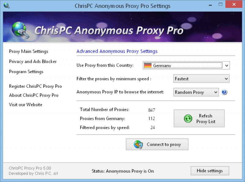 ChrisPC Anonymous Proxy Free 6.80